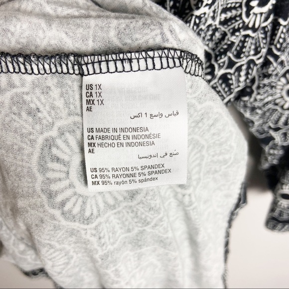 JM Collection Black & White Plus Size 1X Blouse Top - Picture 3 of 4